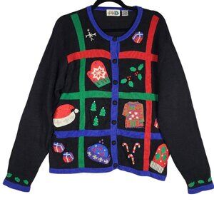 Vintage Paul Harris Ugly‎ Christmas Sweater Women's XL Embellished Holiday Party